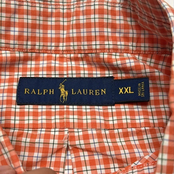 Ralph Lauren Button Down Men’s Long Sleeve Orange White Size XXL - Picture 6 of 10